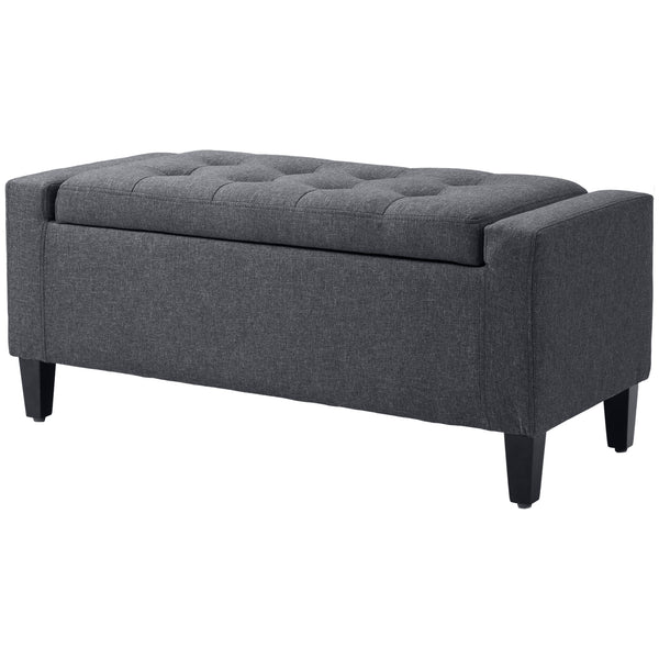 Linen storage ottoman bench with tufted pattern