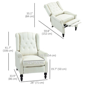 Recliner chair with footrest, cream white