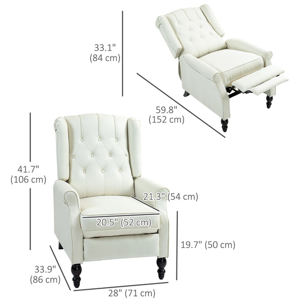 Recliner chair with footrest, cream white