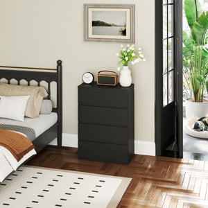 4-drawer chest of drawers for independent storage, black