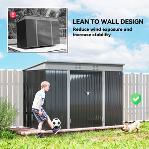 Galvanized steel garden shed with lockable doors