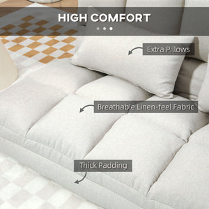 2-seater sofa bed with 9-position backrest and 2 pillows, cream white