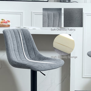 Set of 2 adjustable swivel bar stools with backrest and footrest, anthracite grey