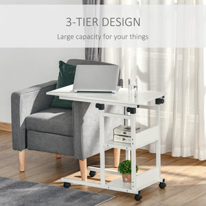 Height Adjustable Standing Desk with Casters, White