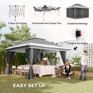11.7' x 11.7' Gazebo with Netting, Instant Sun Shelter UPF50+ with Wheeled Carry Bag and Sandbags