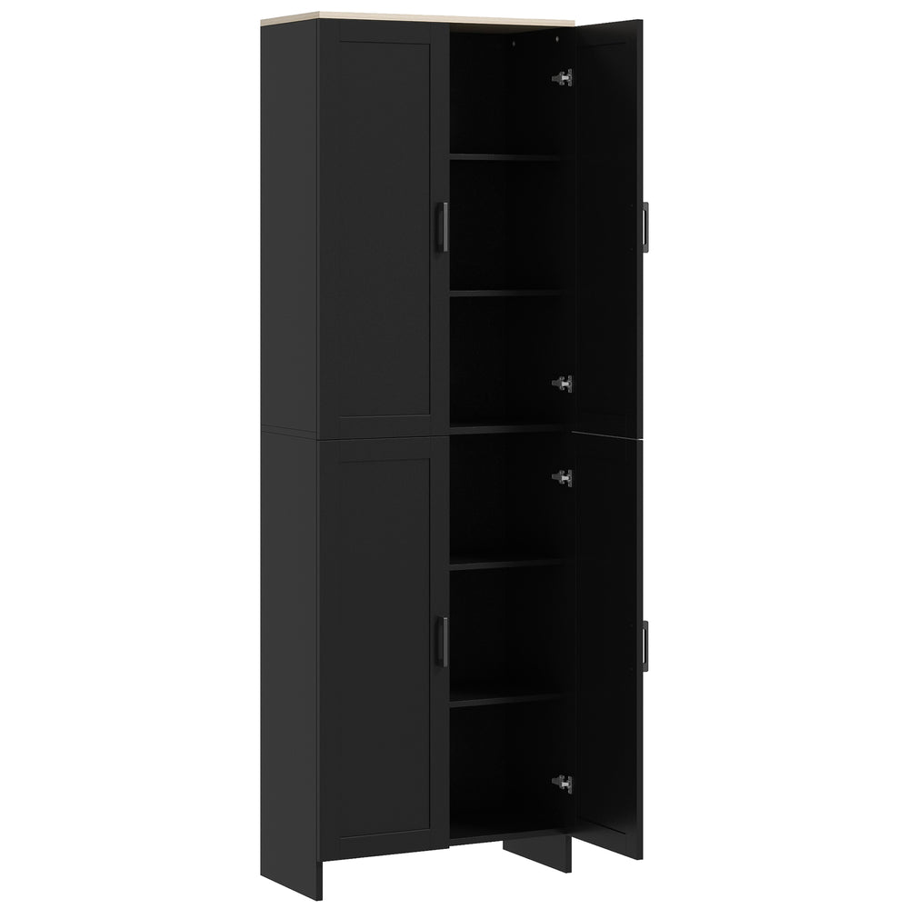 4-door kitchen cabinet with adjustable shelves, black