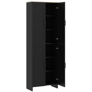 4-door kitchen cabinet with adjustable shelves, black