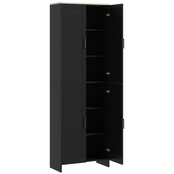 4-door kitchen cabinet with adjustable shelves, black