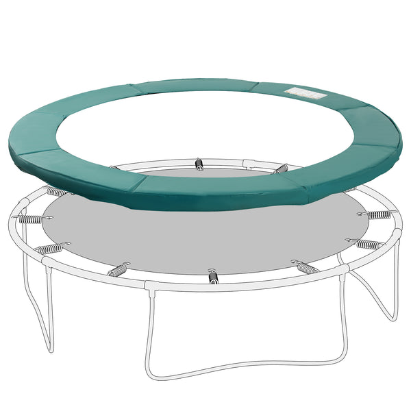 Soozier 14FT Trampoline Pad Replacement, Φ168" Spring Cover, Water-Resistant Universal Round Trampoline Safety Pad, No Holes for Pole, Green