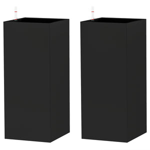 Set of 2 planters with water level indicator, black
