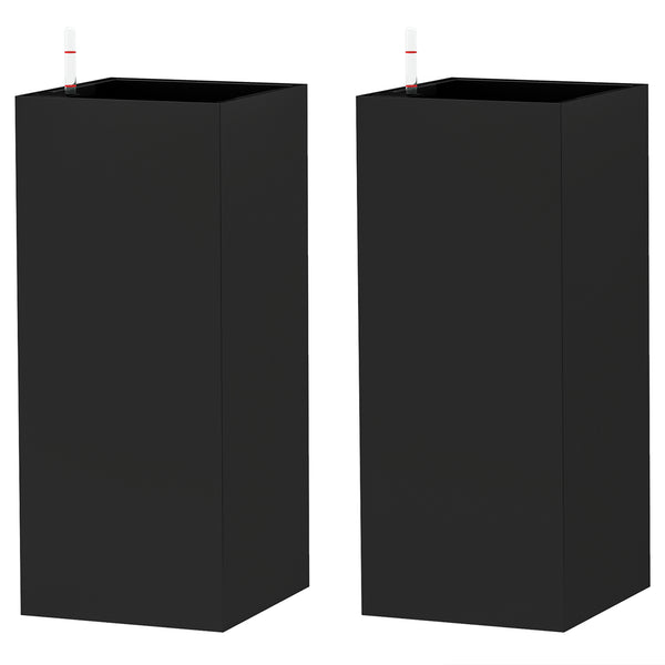 Set of 2 planters with water level indicator, black