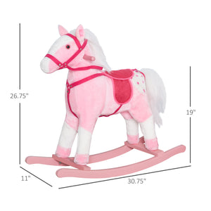 Plush Rocking Horse with Realistic Sound, Light Pink