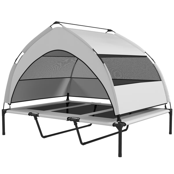 Elevated dog bed with removable canopy