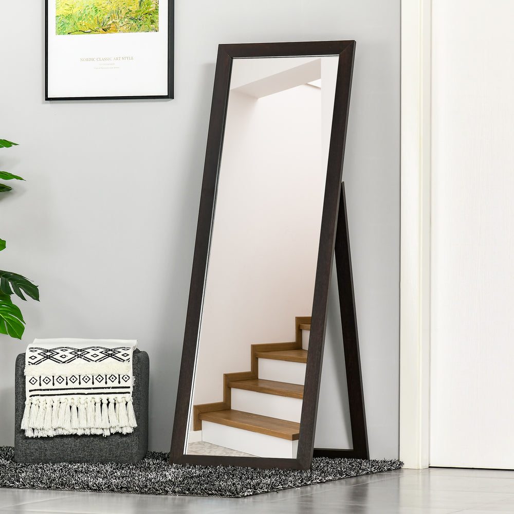 Brown framed mirror on stand