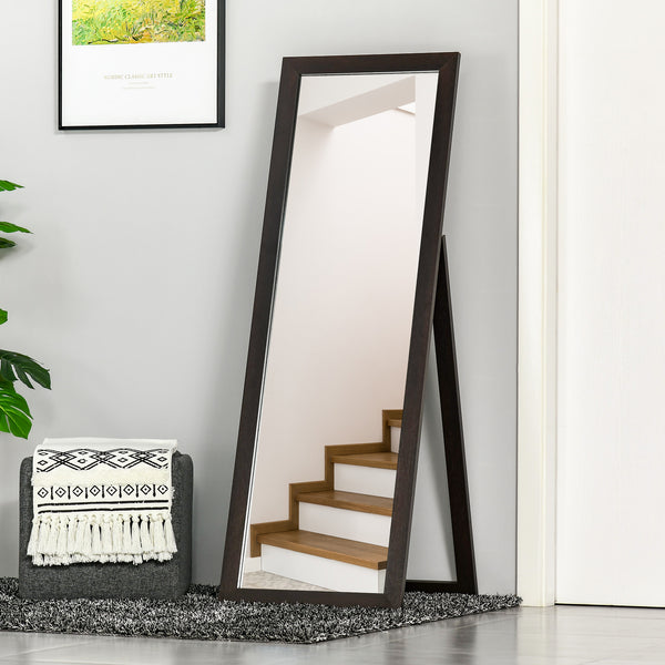 Brown framed mirror on stand