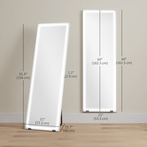 Full-length LED freestanding mirror with 3-color lighting
