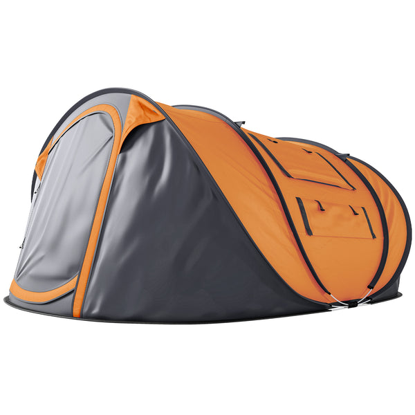 2-Person Camping Tent, Easy Setup Pop-Up Tent with Doors, Windows, and Carry Bag, Automatic Setup, Orange