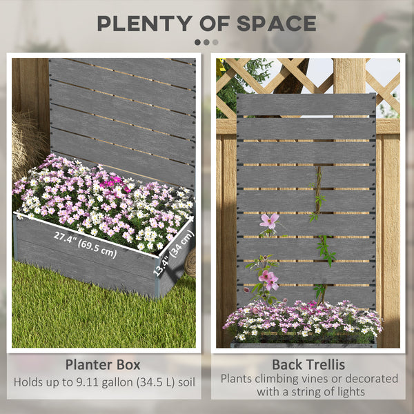 Raised planter with trellis for climbing plants, dark grey