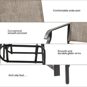 Set of 2 Outdoor Rocking Chairs, Breathable Mesh Fabric, Steel Frame, Dark Brown