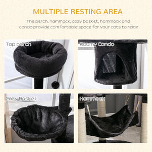 60" Multi-Level Plush Cat Tree, Dark Grey