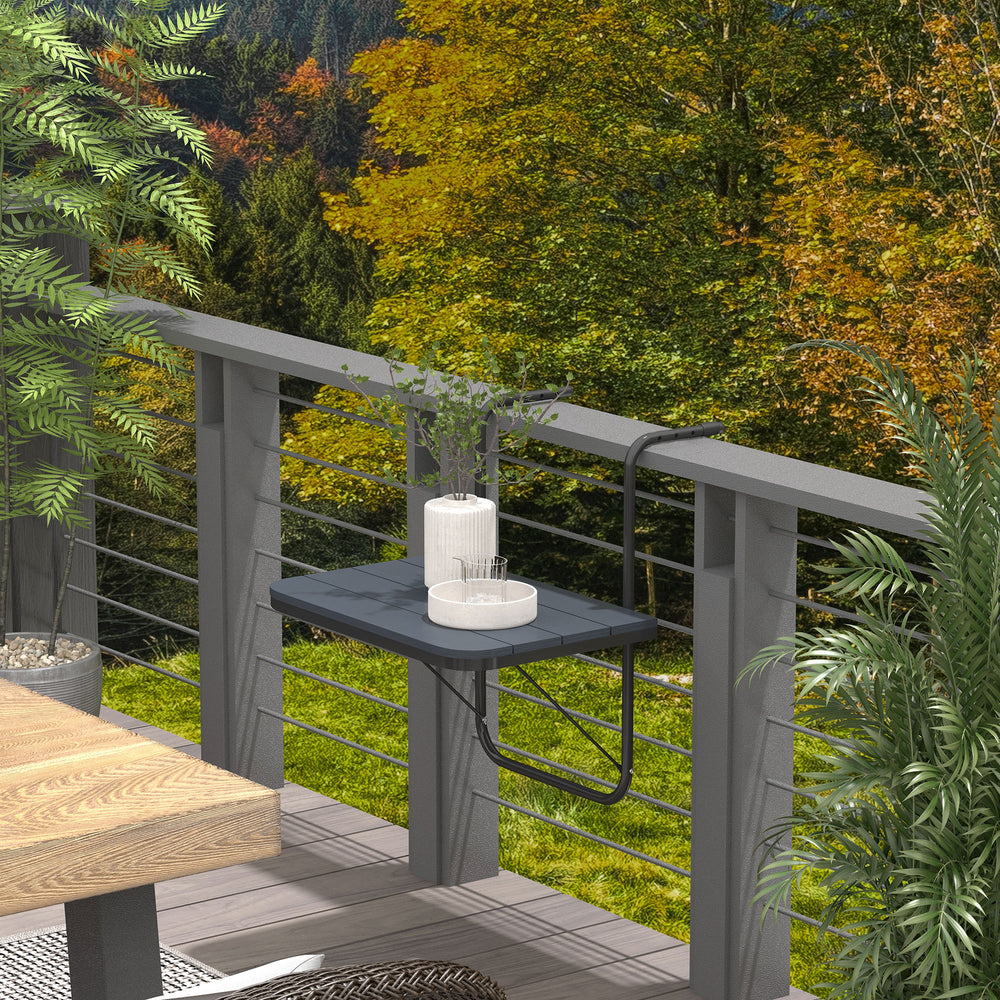 Outdoor hanging table, adjustable balcony table, black