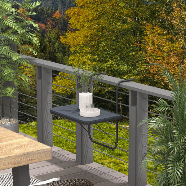 Outdoor hanging table, adjustable balcony table, black