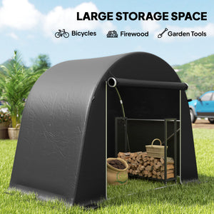 Waterproof portable garden shed with roll-up zippered door and galvanized metal frame