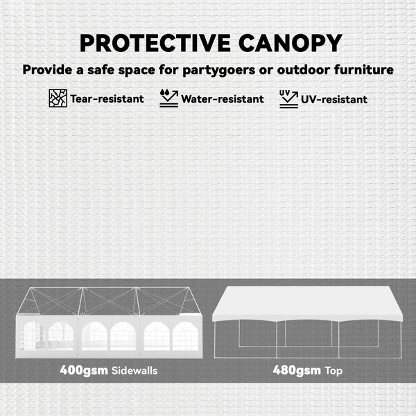 20' x 30' Heavy Duty Party Tent with Removable Window Sidewalls and Carry Bags