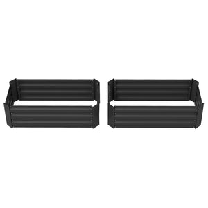 Set of 2 raised steel planters, black 