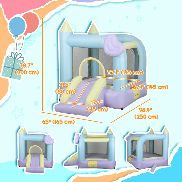 Inflatable castle with blower and slide