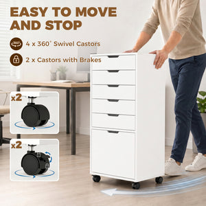 6-drawer mobile filing cabinet, white