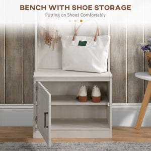 Modern entryway furniture with shoe storage bench, white 