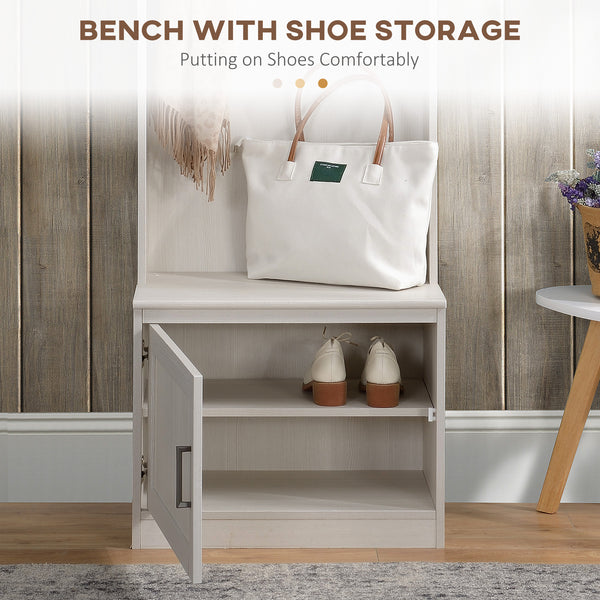 Modern entryway furniture with shoe storage bench, white 
