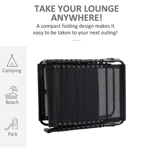 Folding chaise lounge with adjustable backrest and removable cushion, black 