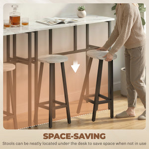 6-piece bar set with 2 high tables and 4 stools – White and black marble