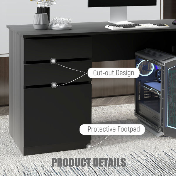 Computer desk with storage, drawers and cabinet, black