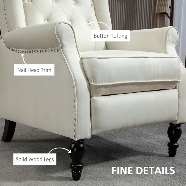 Recliner chair with footrest, cream white