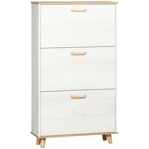Modern shoe cabinet with 3 drop-down drawers and adjustable shelf, white