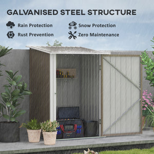 Lean-to garden shed in galvanized steel with lockable door