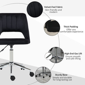 Black velvet mid-back office chair