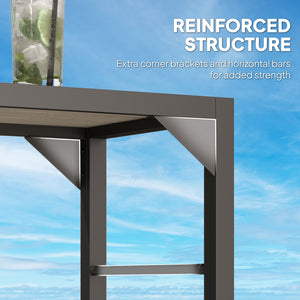 Outdoor bar table with integrated bottle opener 