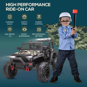 12V Police Jeep with Parental Remote Control, Camouflage