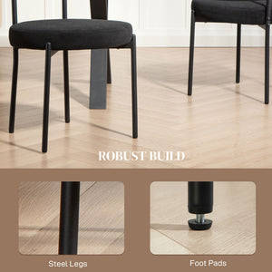 Set of 4 modern kitchen chairs with black corduroy upholstery