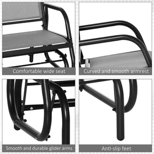 Rocking chair with seat and backrest in breathable mesh fabric, grey