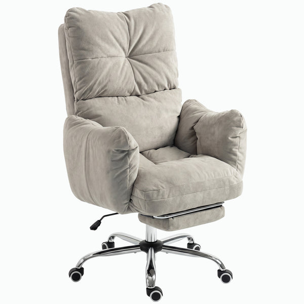 155° reclining office chair with footrest, light gray