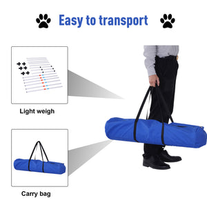 Adjustable Dog Agility Training Obstacle Set with Weaves Poles and Storage Bag for Pet Dogs Outdoor Games Exercise White