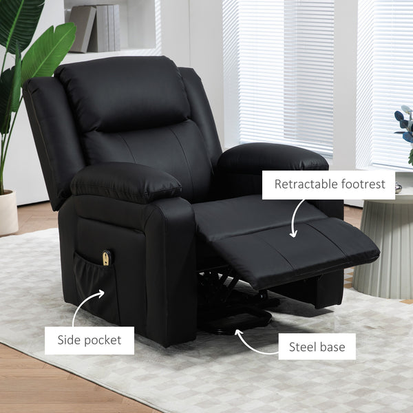 Black Leatherette Power Recliner Lift Chair with Remote Control