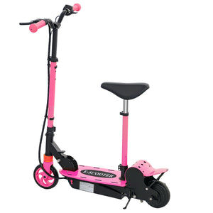 Foldable electric scooter with seat and 2 adjustable heights, pink