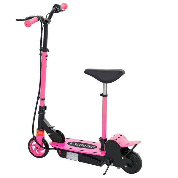 Foldable electric scooter with seat and 2 adjustable heights, pink