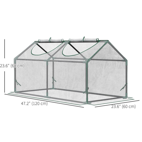 Portable mini tunnel greenhouse, transparent